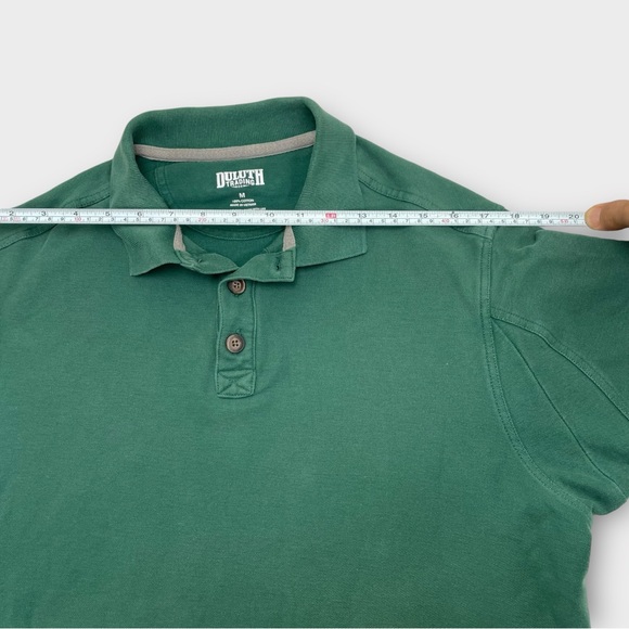 Duluth Trading Polo Shirt Mens Medium Short Sleeve Green Long Tail Cotton Heavy - Picture 7 of 9